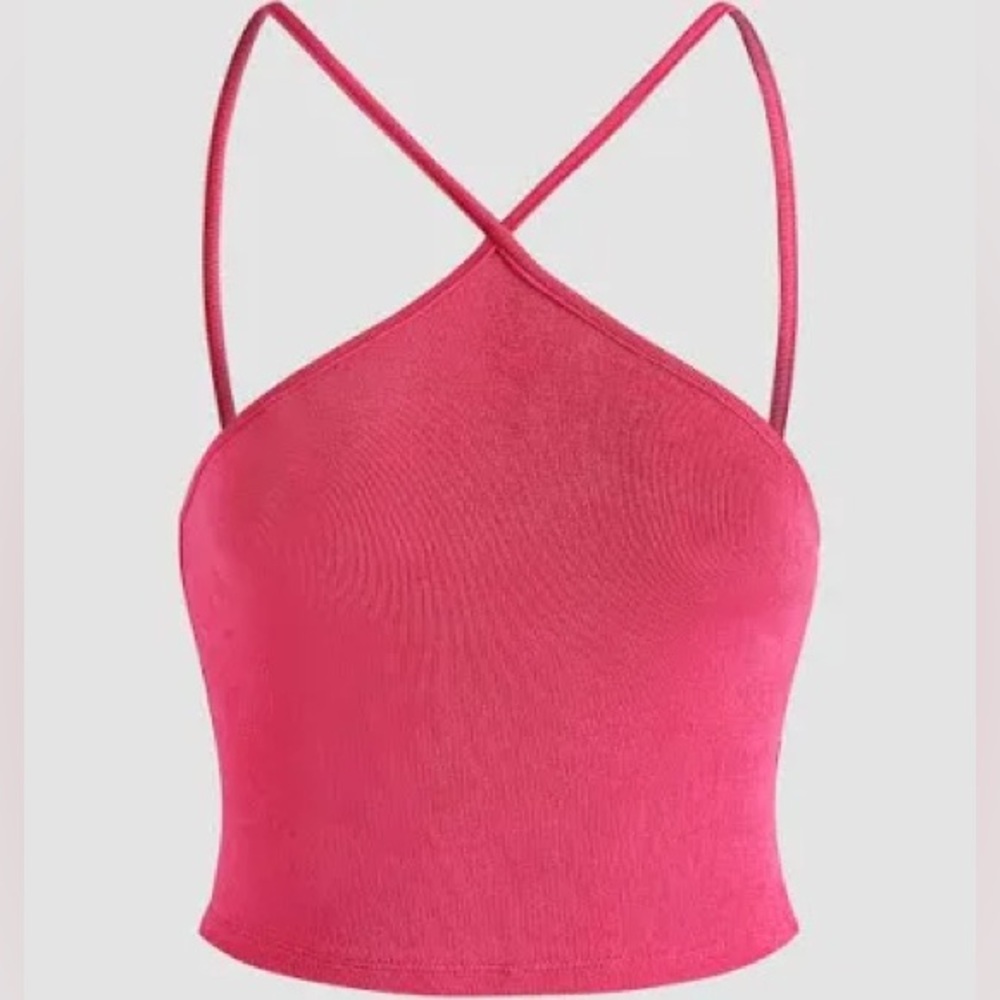 Zara Pink Halter Cropped Tank